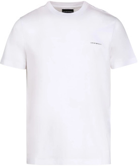 Emporio Armani Logo Print Katoenen T-Shirt Emporio Armani , White , Heren - 2Xl,L,M