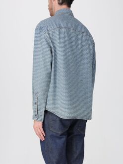 Emporio Armani Logo Print Lange Mouwen Shirt Lichtblauw