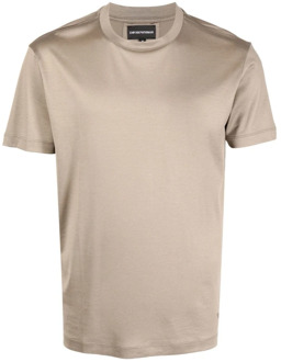 Emporio Armani Lyocell/katoenen T-shirt, 70% Lyocell, 30% Katoen Emporio Armani , Beige , Heren - 2Xl,Xl,L,M,S