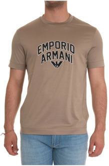 Emporio Armani Maxi Logo Ronde Hals T-shirt Emporio Armani , Brown , Heren - 2Xl,Xl,M