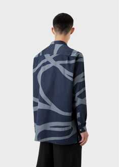 Emporio Armani Men's Emporio Armani Abstract Print Long Sleeve Shirt in Multi colour - maat Blauw Multi