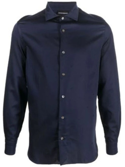 Emporio Armani Navyblauw Regular Fit Overhemd met All Over Adelaar Logo Emporio Armani , Blue , Heren - Xl,L,S,3Xl