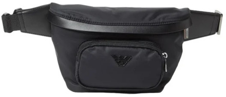 Emporio Armani Nylon Crossbody Tas met Leren Details Emporio Armani , Black , Heren - ONE Size