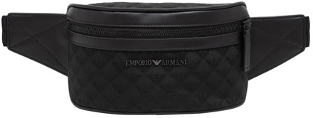 Emporio Armani Nylon Jacquard Aquila Logo Metal Rits Emporio Armani , Black , Heren - ONE Size