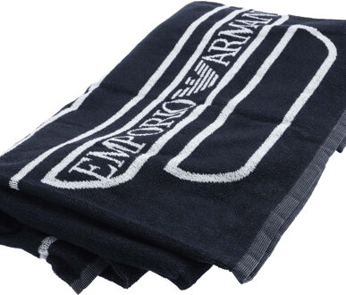 Emporio Armani Originele geweven handdoek (Marine / Wit) Navy