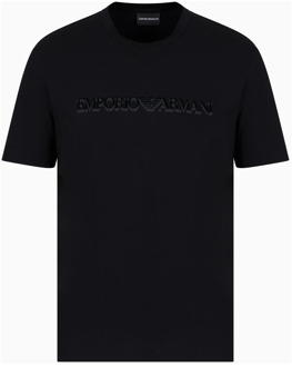 Emporio Armani Premium Katoenen T-shirt met Logo Print Emporio Armani , Black , Heren - 2Xl,Xl,L,S