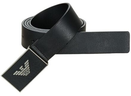 Emporio Armani Riem van leer met logo Zwart - 90 cm