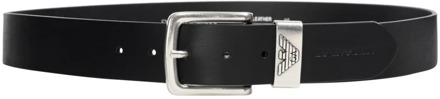 Emporio Armani Riem van leer met logo Zwart - 90 cm