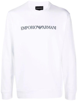 Emporio Armani Sweater met logoprint Parelmoer
