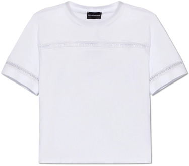 Emporio Armani T-shirt met kanten inzetstukken Emporio Armani , White , Dames - L,M,S,Xs