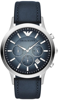 Emporio Armani Verbluffende Ar2473 Quartz Horloge - Blauwe Wijzerplaat, Leren Band Emporio Armani , Blue , Unisex - ONE Size