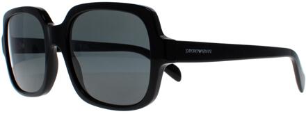 Emporio Armani Vierkante Dames Glanzend Zwart Donker Grijs EA4195 - maat