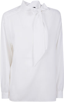 Emporio Armani Vlinderdas Blouse Wit - EU 44 / UK 16