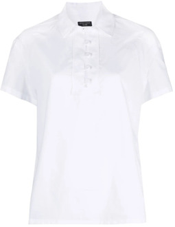 Emporio Armani Witte Button-Front Polo Shirt Emporio Armani , White , Dames - M