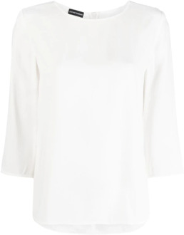 Emporio Armani Witte Gedrapeerde Blouse Emporio Armani , White , Dames - 2XS