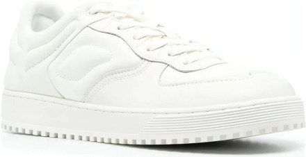 Emporio Armani Witte Leren Casual Sneaker Emporio Armani , White , Heren - 42 Eu,43 Eu,46 Eu,45 EU