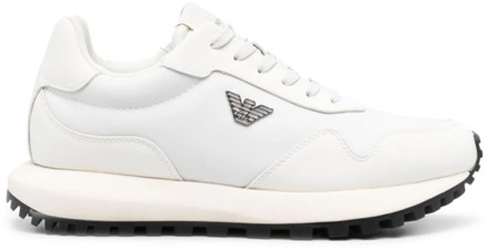 Emporio Armani Witte Panelled Low-Top Sneakers Emporio Armani , White , Heren - 44 EU