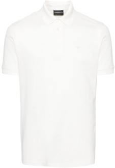 Emporio Armani Witte Polo Shirt met Geborduurd Logo Emporio Armani , White , Heren - 2Xl,Xl,L,3Xl