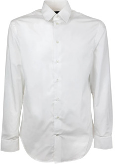 Emporio Armani Witte Slim Fit Overhemd met Italiaanse Kraag Emporio Armani , White , Heren - L,M,4Xl