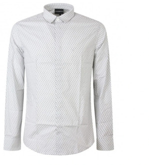 Emporio Armani Witte Slim FIT Shirt met Logo Print voor Heren Emporio Armani , White , Heren - 3XL