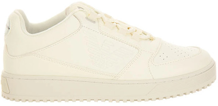Emporio Armani Witte Sneakers met Iconische Adelaar Emporio Armani , White , Heren - 42 1/2 Eu,43 1/2 Eu,45 Eu,43 Eu,42 EU