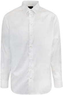 Emporio Armani Witte Stretch Katoenen Overhemd Emporio Armani , White , Heren - 2Xl,L,M,4Xl,3Xl