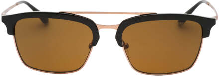 Emporio Armani zonnebril met glanzend bruin montuur en donkerbruine glazen - maat