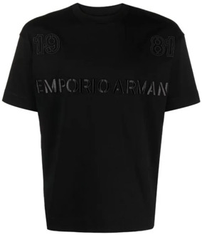 Emporio Armani Zwart T-shirt met borduursel Emporio Armani , Black , Heren - L,Xs