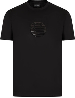 Emporio Armani Zwart T-shirt met Pailletten voor Heren Emporio Armani , Black , Heren - L