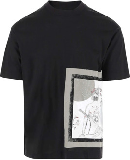 Emporio Armani Zwarte Crew Neck T-shirt met ASV Print Emporio Armani , Black , Heren - L,M