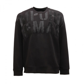 Emporio Armani Zwarte Double Jersey Sweatshirt met Geborduurd Maxi Logo Emporio Armani , Black , Heren