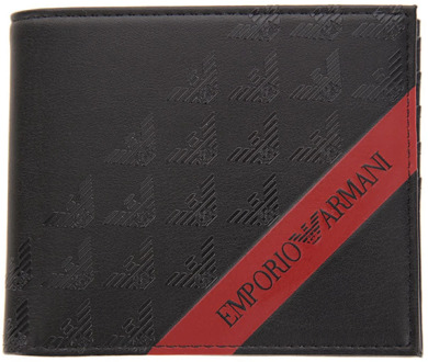 Emporio Armani Zwarte Heren Portemonnee met Adelaar Logo Emporio Armani , Black , Heren - ONE Size