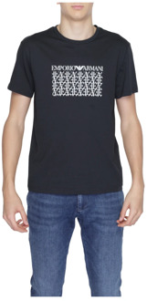 Emporio Armani Zwarte Katoenen T-shirt Lente/Zomer Print Emporio Armani , Black , Heren - 2Xl,Xl,L,M,S