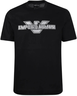 Emporio Armani Zwarte Katoenen T-shirt met Adelaar Logo Emporio Armani , Black , Heren - 2Xl,Xl,L