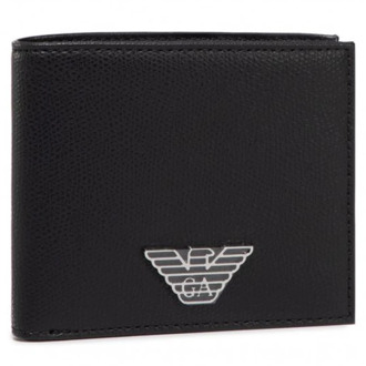 Emporio Armani Zwarte portemonnee met stoffen en bonded lederen voering Emporio Armani , Black , Heren - ONE Size