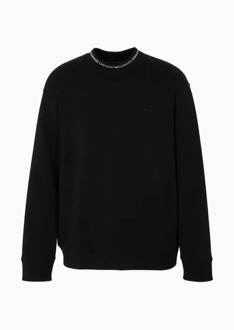 Emporio Armani Zwarte Sweatshirt met Ribdetails Emporio Armani , Black , Heren - Xl,S