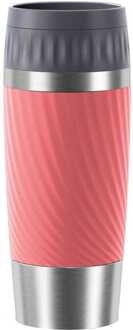 Emsa Thermosbeker Travel Mug Easy Twist Koraal 360 ml Zilverkleurig