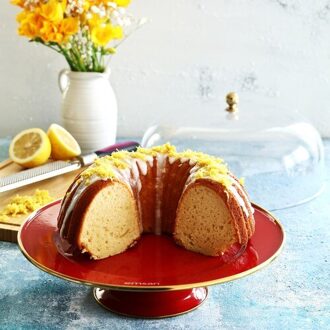 Emsan Troy Emaille 30 Cm Voetstuk Cake Dome Rood