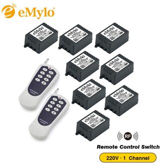 EMylo AC220V 1000 W Pulsdrukschakelaar Zender 8X1 Kanaals Relais 433 Mhz RF Smart Draadloze Afstandsbediening Licht schakelaar