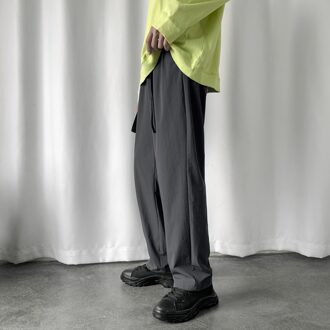 En Najaar Jeugd Trend Effen Kleur Mode Casual Broek Micro-elastische Losse Wilde Broek Zwart/ grijs M-2XL L / grijs