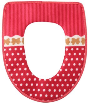 En Warm Toilet Seat Cover Wasbare Toilet Seat Pad Met Klittenband Zelfklevende Tapes (Rood)