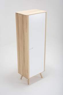 Ena cabinet houten opbergkast whitewash - 60 x 170 cm Bruin