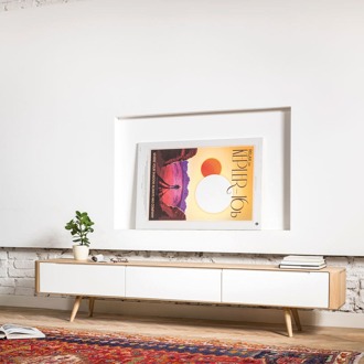 Ena lowboard houten tv meubel whitewash - 225 x 42 cm Bruin