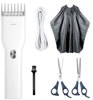 Enchen Boost Clipper Usb Elektrische Tondeuse Voor Mannen Volwassenen Kids Oplaadbare Haar Snijmachine Professionele Met Scharen wit Sets