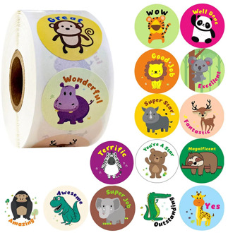 Encouragement Reward Stickers Roll for Kids Children Motivational kawaii Stickers with Cute Animals for Diary Students Teachers