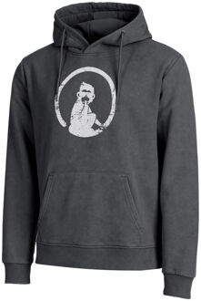 Endlessly Washed Out Loose Fit Sweater Met Capuchon Heren-Antraciet,Wit - XS