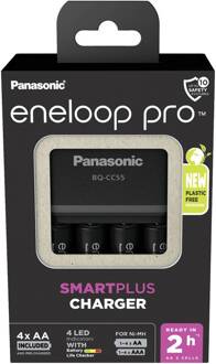eneloop Panasonic Snellader BQ-CC55 + 4x AA Eneloop Pro 2550mAh