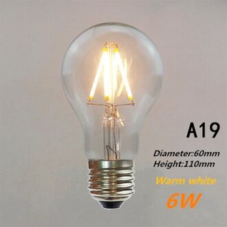 Energiebesparende Led Lamp Edison 2W 4W 6W 8W E27 Imitatie Wolfraam Draad Transparante Gloeilamp decoratieve Verlichting Binnenverlichting A19 6W