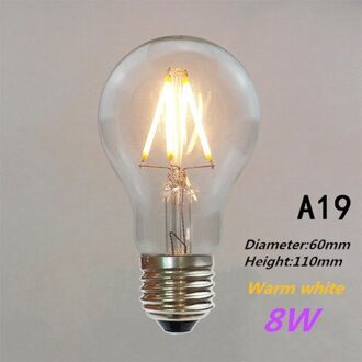 Energiebesparende Led Lamp Edison 2W 4W 6W 8W E27 Imitatie Wolfraam Draad Transparante Gloeilamp decoratieve Verlichting Binnenverlichting A19 8W
