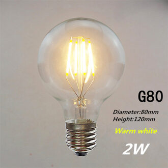 Energiebesparende Led Lamp Edison 2W 4W 6W 8W E27 Imitatie Wolfraam Draad Transparante Gloeilamp decoratieve Verlichting Binnenverlichting G80 2W